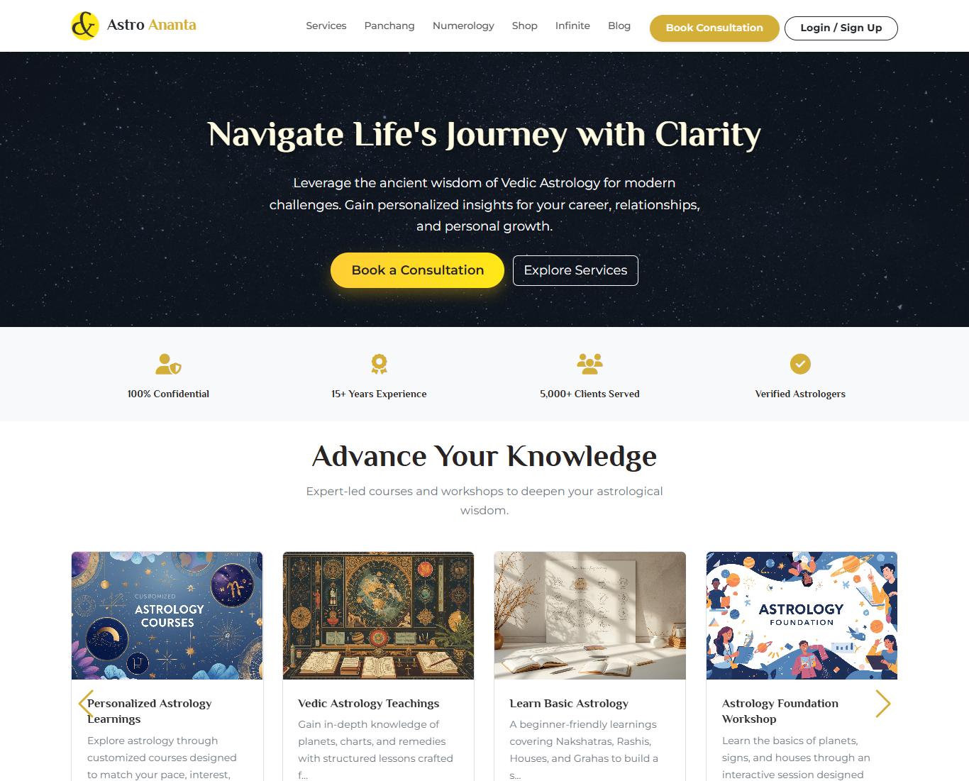 Astro Ananta website design