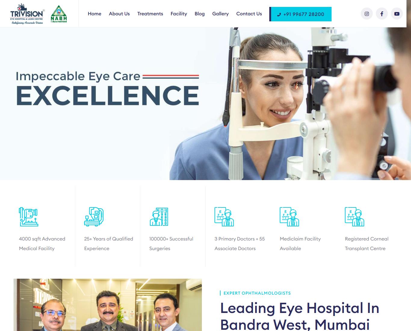Trivision Eye Hospital website design
